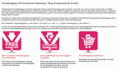 Shop-Modul für das CMS JOOMLA